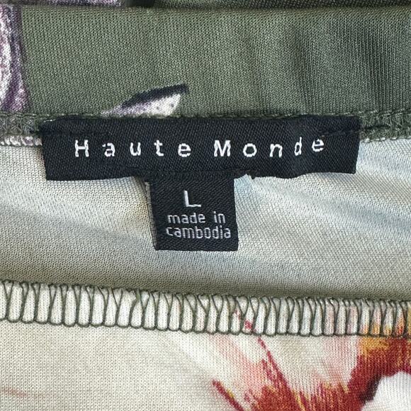 Haute Monde Strapless Flounce Hem Dress Womens L Green Floral Ruffle Tropical - Picture 5 of 6